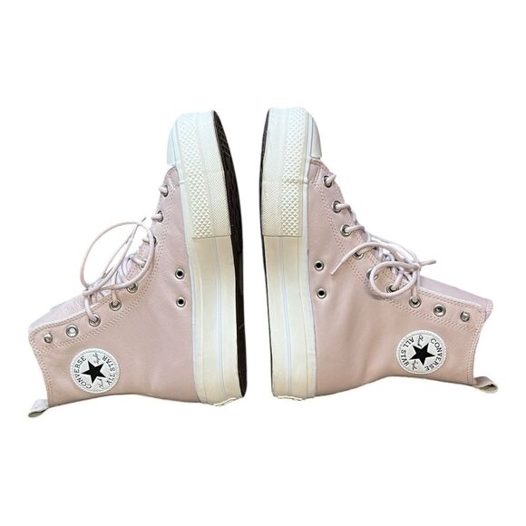 Converse | Pale Pink Platform X-Hi Top Lined Chuck Taylor Lace Up Sneakers 9 - Picture 7 of 10